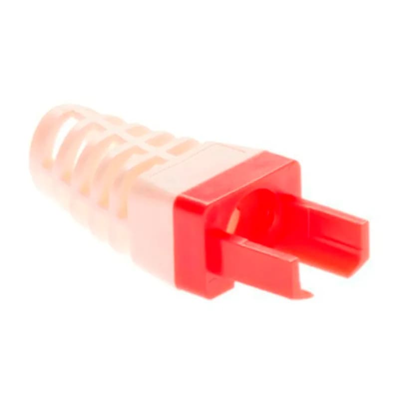 The innovative Snag Proof Strain Relief is designed specifically to be crimped with the EZ-RJ45 plugs. Two Patent Pending versions are offered for both the CAT5 and 5e and the CAT6 plugs. The primary strain relief of the plug locks the snag proof strain relief in place so they will not pull off, creating one, integral assembly. Once crimped, this design allows the plug's primary strain relief to relax slightly, preventing the cable pairs from being over compressed. This decrease in stress contributes to achieving peak performance. The tab on the strain relief is designed to extend over the plug's locking tab, making it snag proof when administering patch cords., 849160003670
