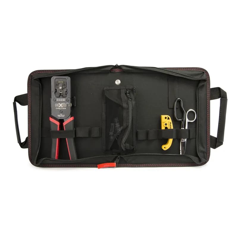 NSI Industries 90140 - The EXO ezEX-RJ45 Termination System is the perfect mix of tools for new or experienced installers. You don’t want to leave home without these essential tools. This kit includes electrician scissors, cable jacket stripper, EXO Crimp Frame, EXO-EX Die™ and 10 ezEX™44 connectors. All tools and connectors come neatly organized in the Platinum Tools heavy-duty nylon zippered case. 849160008996