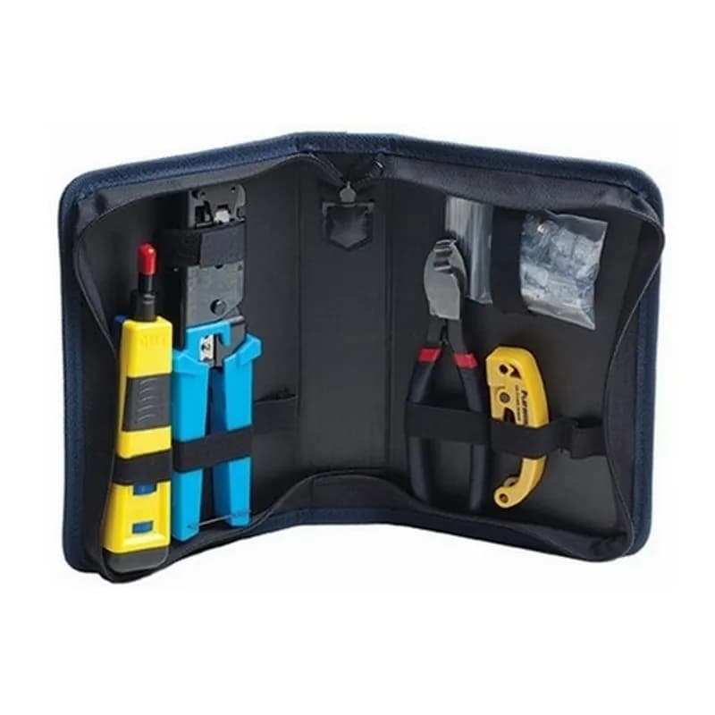 NSI Industries 90122 - This termination kit is the perfect solution when working with twisted pair cable for telephone and data communications installations. It includes all the tools needed for cutting, stripping and terminating from the central closet to the desktop. Features the patented EZ-RJ45 Crimp Tool and connectors for the simplest, fastest and highest performing installation of Category 5 and 5e data networks., 899740000520