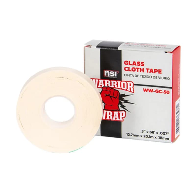 WarriorWrap WW-GC-50 White Woven Fiberglass Cloth Tape is strong enough for professional environments and gets the job done right the first time, every time. This tape is 7mil thick, .5 inches wide, 66ft long and has a woven fiberglass design backed with a thermosetting rubber-based adhesive. Top breaking strength, high operating temperature and fire resistance make WarriorWrap an excellent choice for insulating or protecting motor leads, hot spots, switches, controls, solid dielectric cable, WWARC, Arc or fire proofing tape where strong adhesion is required.