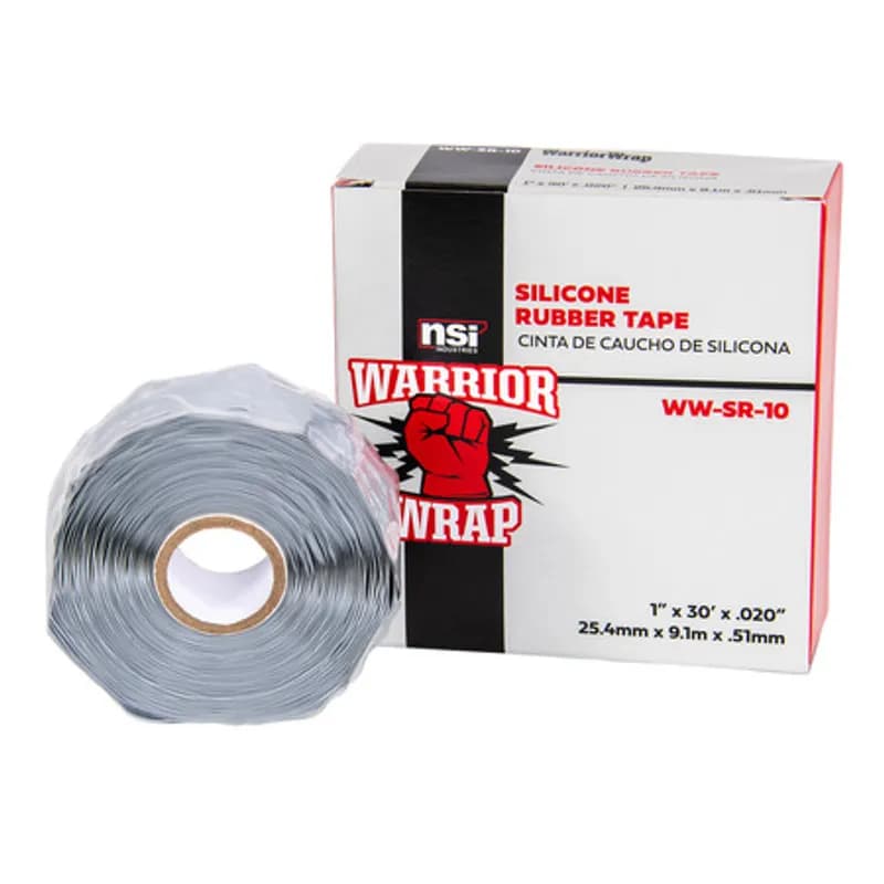 NSI Industries WW-SR-10 - WarriorWrap WW-SR-10 Gray Silicone Rubber High-Voltage Splicing Tape is strong enough for professional environments and gets the job done right the first time, every time. This tape is 20mil thick, 1 inch wide, 30ft long and is made from silicone rubber. The self-bonding design features no adhesive but forms a solid mass when wrapped under tension. Top breaking strength, elongation and elasticity make WarriorWrap an excellent choice for heavy-duty jobs including jacketing high-voltage terminations on extruded dielectric cables, or for insulating high temperature silicone insulated cables.