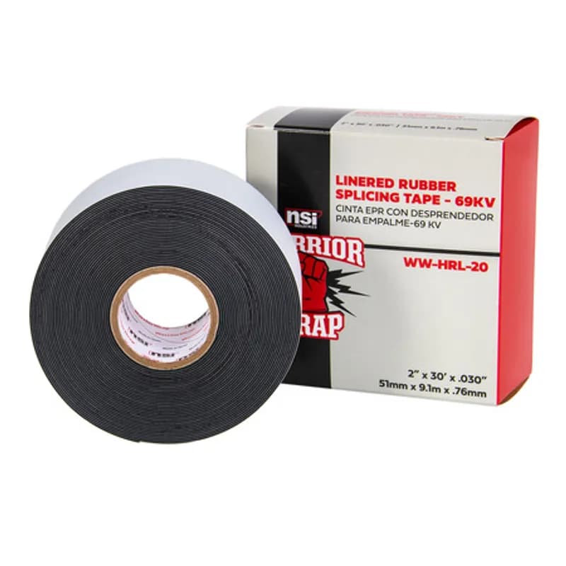 NSI Industries WW-HRL-20 - WarriorWrap WW-HRL-20 Black High-Voltage Linered Rubber Splicing Tape is strong enough for professional environments and gets the job done right the first time, every time. This tape is 30mil thick, 2 inches wide, 30ft long and has an ethylene rubber-based design. The self-bonding adhesive helps stick to uneven surfaces and easily conforms to irregular shapes, while the liner repels dirt and dust during installation. Top breaking strength and elasticity make WarriorWrap an excellent choice for insulating, jacketing of splices on power cables, jacketing terminations or for building stress cones.