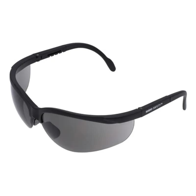 NSI Industries SG-101G - The RHINO Safety SG-101G Safety Glasses feature gray polycarbonate lenses in a durable nylon frame designed to be impact-resistant and offer increased protection. The gray lenses are designed for UV protection in outdoor applications and built to be both impact- and scratch-resistant. These glasses have all the durability needed to survive your jobsite and a comfortable adjustable design to fit most heads.
