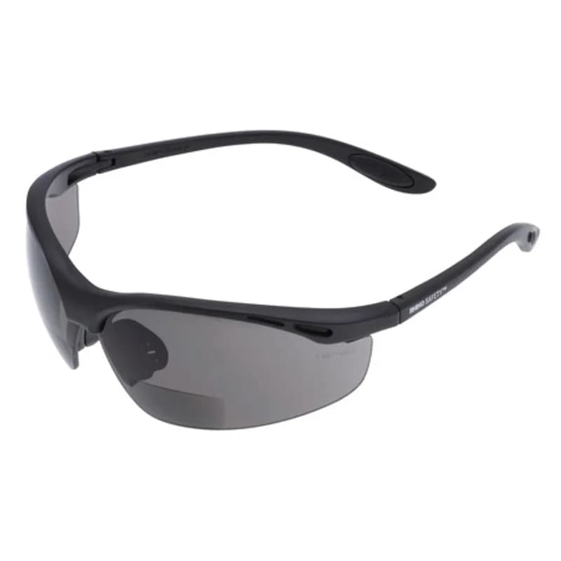 NSI Industries SG-200G25 - The RHINO Safety SG-200G25 Safety Glasses feature gray bifocal polycarbonate lenses in a black nylon frame designed to be impact-resistant and offer increased protection. The gray bifocal lenses are designed for UV protection in outdoor applications, offer +2.5 magnification and are built to be both impact- and scratch-resistant. These glasses have all the durability needed to survive your jobsite and a comfortable wraparound design to fit most heads.