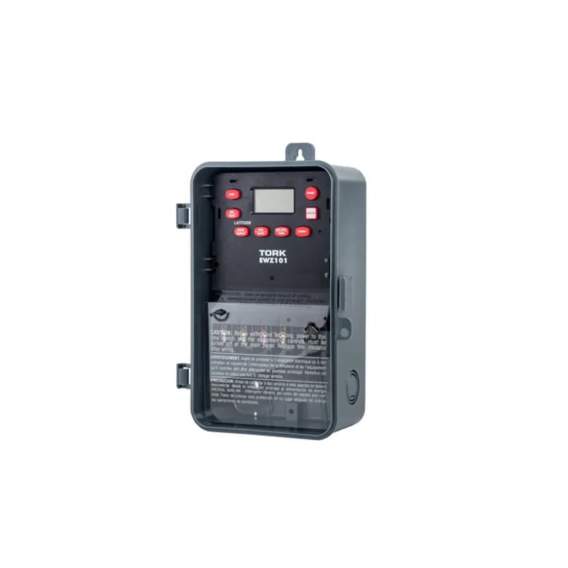 NSI Industries EWZ101 - The TORK EWZ101 7-Day Astronomic Digital Timer is designed for 30 amp / 120-277 volt loads and has a plastic enclosure for outdoor use. Automate your home or office to save energy and money using the intuitive programming interface and light sensitive activation to activate lights or signage when the ambient light level drops below a customizable threshold. Features one SPDT output channel with automatic voltage detection and a photo/override switch. Designed for commercial applications including outdoor lighting, motors, security or parking lot lights, and heating or air conditioning equipment.