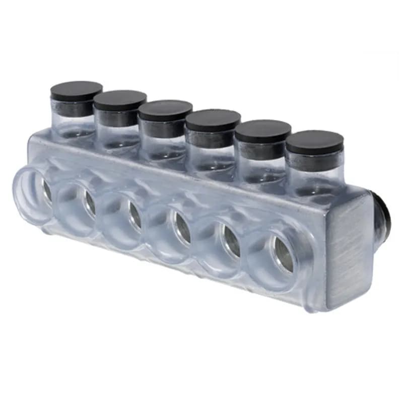 NSI Industries IPLD600-6C - The Polaris IPLD600-6C Multi-Tap Dual-Sided Entry Vision Tap Connector features 6 ports sized for 600 MCM - 6 AWG wires. The clear body allows users to see their conductor placement and is wrapped in a layer of plastisol insulation. Each dual-sided port is pre-loaded with an oxide inhibitor, with removable access plugs over the hex screws used to tighten the connections. Installs with a hex key and torque wrench, without any tape or additional supplies. Designed for use in a wide range of splicing applications, including installation in cable trays, panel boards, ducts, raceways or troughs.