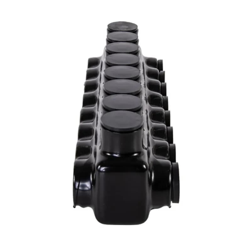NSI Industries IPLD500-8B - The Polaris IPLD500-8B Multi-Tap Dual-Sided Entry Connector features 8 ports sized for 500 MCM - 4 AWG wires. The body is made from aluminum alloy wrapped in a layer of plastisol insulation. Each dual-sided port is pre-loaded with an oxide inhibitor, with removable access plugs over the hex screws used to tighten the connections. Installs with a hex key and torque wrench, without any tape or additional supplies. Designed for use in a wide range of splicing applications, including installation in cable trays, panel boards, ducts, raceways or troughs.