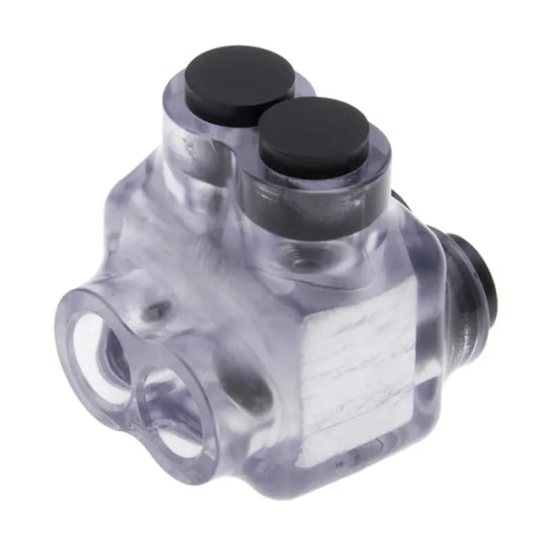 NSI Industries ITD-4C - The Polaris ITD-4C Multi-Tap Dual-Sided Entry Vision Tap Connector features 2 ports sized for 4 - 14 AWG wires. The clear body allows users to see their conductor placement and is wrapped in a layer of plastisol insulation. Each dual-sided port is pre-loaded with an oxide inhibitor, with removable access plugs over the hex screws used to tighten the connections. Installs with a hex key and torque wrench, without any tape or additional supplies. Designed for use in a wide range of splicing applications, including installation in cable trays, panel boards, ducts, raceways or troughs.