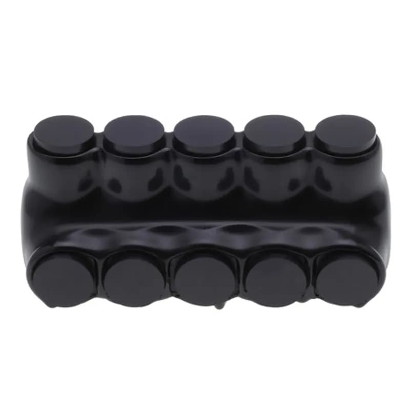 NSI Industries IPLD1/0-5 - The Polaris IPLD1/0-5 Multi-Tap Dual-Sided Entry Black Connector features 5 ports sized for 1/0 AWG - 14 AWG wires. The body is made from aluminum alloy wrapped in a layer of plastisol insulation. Each dual-sided port is pre-loaded with an oxide inhibitor, with removable access plugs over the hex screws used to tighten the connections. Installs with a hex key and torque wrench, without any tape or additional supplies. Designed for use in a wide range of splicing applications, including installation in cable trays, panel boards, ducts, raceways or troughs.