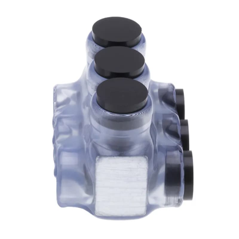 NSI Industries IPLD1/0-3CB - The Polaris IPLD1/0-3CB Multi-Tap Dual-Sided Entry Vision Tap Connector features 3 ports sized for 1/0 AWG - 14 AWG wires. The clear body allows users to see their conductor placement and is wrapped in a layer of plastisol insulation. Each dual-sided port is pre-loaded with an oxide inhibitor, with removable access plugs over the hex screws used to tighten the connections. Installs with a hex key and torque wrench, without any tape or additional supplies. Designed for use in a wide range of splicing applications, including installation in cable trays, panel boards, ducts, raceways or troughs.