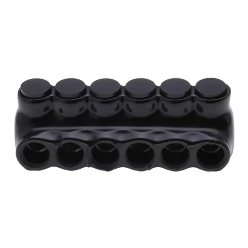 NSI Industries IPLD1/0-6 - The Polaris IPLD1/0-6 Multi-Tap Dual-Sided Entry Black Connector features 6 ports sized for 1/0 AWG - 14 AWG wires. The body is made from aluminum alloy wrapped in a layer of plastisol insulation. Each dual-sided port is pre-loaded with an oxide inhibitor, with removable access plugs over the hex screws used to tighten the connections. Installs with a hex key and torque wrench, without any tape or additional supplies. Designed for use in a wide range of splicing applications, including installation in cable trays, panel boards, ducts, raceways or troughs.