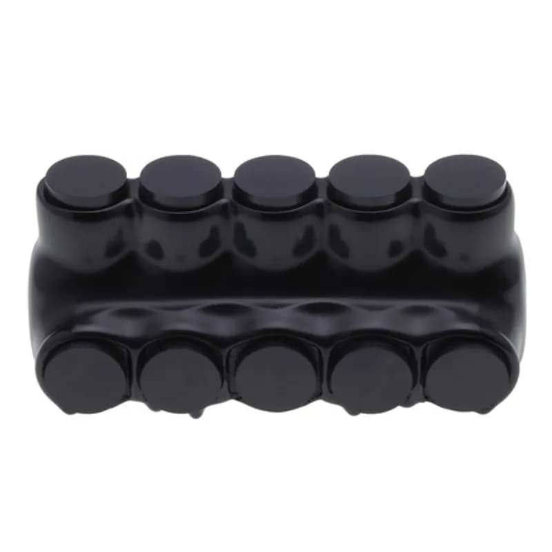 NSI Industries IPLD2/0-5B - The Polaris IPLD2/0-5B Multi-Tap Dual-Sided Entry Black Connector features 5 ports sized for 2/0 AWG - 14 AWG wires. The body is made from aluminum alloy wrapped in a layer of plastisol insulation. Each dual-sided port is pre-loaded with an oxide inhibitor, with removable access plugs over the hex screws used to tighten the connections. Installs with a hex key and torque wrench, without any tape or additional supplies. Designed for use in a wide range of splicing applications, including installation in cable trays, panel boards, ducts, raceways or troughs.