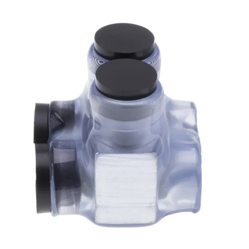 NSI Industries ITD-2/0CB - The Polaris ITD-2/0CB Multi-Tap Dual-Sided Entry Vision Tap Connector features 2 ports sized for 2/0 - 14 AWG wires. The clear body allows users to see their conductor placement and is wrapped in a layer of plastisol insulation. Each dual-sided port is pre-loaded with an oxide inhibitor, with removable access plugs over the hex screws used to tighten the connections. Installs with a hex key and torque wrench, without any tape or additional supplies. Designed for use in a wide range of splicing applications, including installation in cable trays, panel boards, ducts, raceways or troughs.