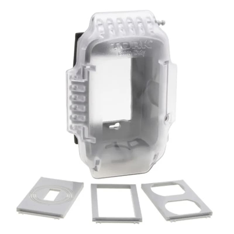 NSI Industries XD110C - The TORK Turtleâ„¢ XD110C In-Use Weatherproof Outlet Cover is a rounded polycarbonate shell designed to protect single-gang outlets from water infiltration. The incredibly versatile design is suitable for vertical or horizontal mounting and fits sixteen different outlet configurations, with large and convenient cord knockouts. Install outdoors or indoors, in residential or commercial applications, wherever water resistance is needed. A design from nature, built to resist nature, the TORK Turtle is the UL-tested extra-duty cover built to last in harsh environments.
