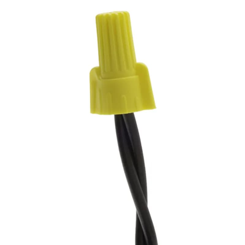 The Easy-Twist WWC-Y-25R 25-Count Bag of Yellow Winged Wire Connectors are designed for use on copper wires in the 18-10 AWG size range. They’re made of flame-retardant thermoplastic rated for a maximum temperature of 105˚ Celsius (221˚ Fahrenheit). The quick-grip square spring design grips in fewer twists and can dead-end a single wire, while the ergonomic swept-back wing design and ribbed texture makes them easy to twist. Their compact design is useful for applications in tight areas or anywhere else you need to connect wires