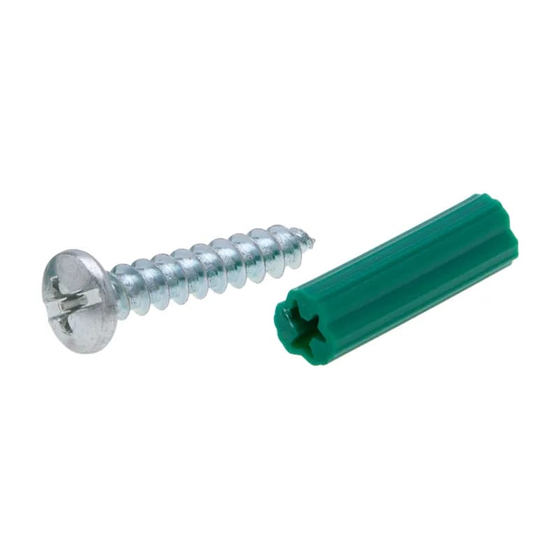 Light Duty Wall Anchor Kit, 1/4 in. size, 202 piece(s), Vinyl material, Green, including a(n) (100) #10 x 1 in. Pan Tri-Drive Screws and (100) 1/4 in. Green Collarless Vinyl Anchors and (1) 1/4 in. Masonry Drill and (1) #2 Square insert bit