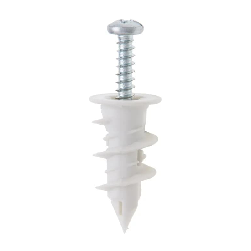 Nylon Wall Anchor, 1 in. length, #6 screw size, Pan head, Phillips drive type, 50 per jar
