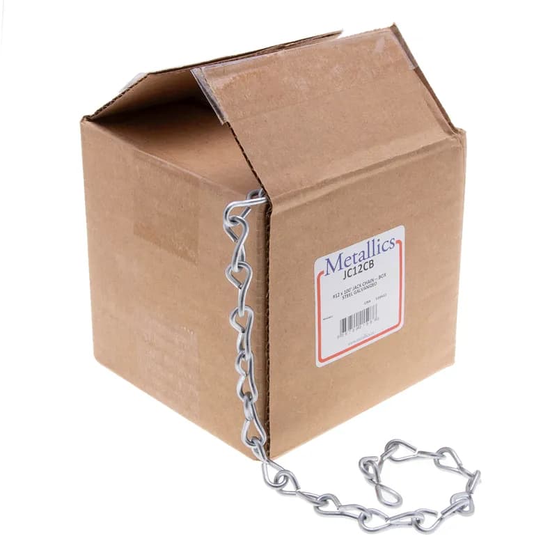 NSI Industries JC12CB - Jack Chain, #12, 3/8 in. size, 29 lb. working load limit, Steel, Galvanized finish, 100 ft. per box