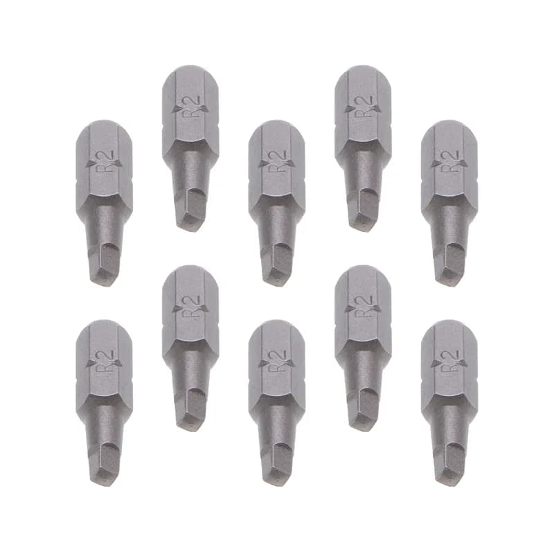 Square Drive Insert Bit, Hex shank shape, #2 tip size, 1 in. overall length, 1/4 in. shank size, 10 per pack, #8-10 screw size