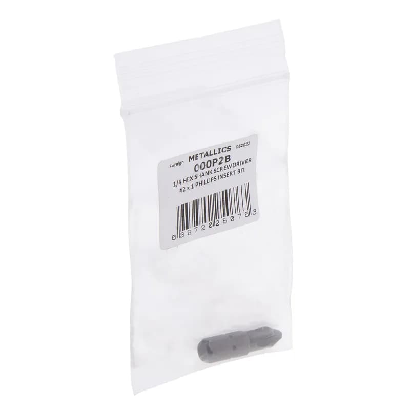 Phillips Insert & Power Bit, Hex shank shape, #2 tip size, 1 in. overall length, 1/4 in. shank size, 1 per pack, #8-10 screw size