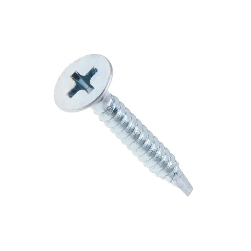 Self-Drilling & Tapping Drywall Screw, Steel material, #6 Size, 1-1/4 in. length, Fine thread type, Bugle head, Zinc finish, Phillips drive, Self Drill Point, 8000 per pack, #1 bit size, Carton, including a(n) 3 Power Bits. For use with 12 Gauge Steel Stud.