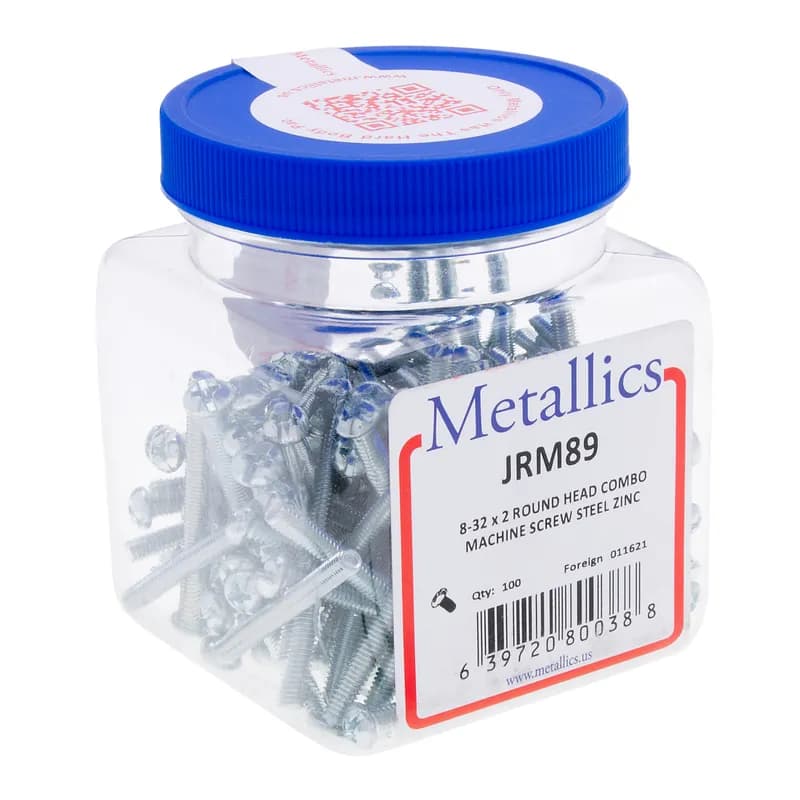 NSI Industries JRM89 - 8-32 x 2 Round Head Combo Drive Machine Screw Steel Zinc