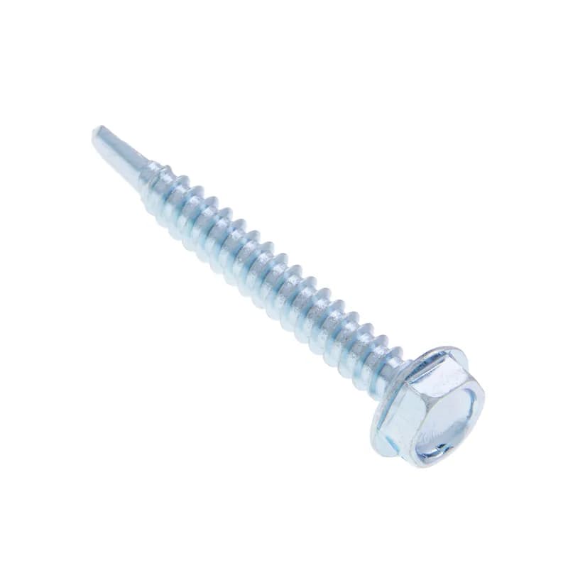 Self Drilling and Tapping Screw, Steel material, #10 Size, 5/8 in. length, 5/16 in. head width, Hex Washer head, Zinc Chromate finish, Hex drive type, #2 drill point size, 100 per pack