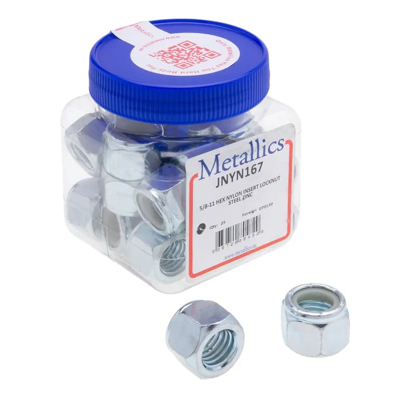 NSI Industries JNYN167 - Nylon Insert Lock Nut, Steel construction, Zinc Chromate finish, Hex nut type, 5/8-11 in. Size, 25 per pack