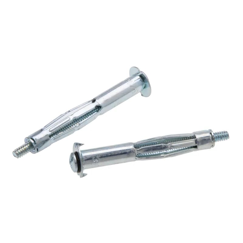 Hollow Wall Screw Anchor, 3/16 in. Size, 7/16 in. drill size, 1/8 - 5/8 in. grip range, Phillips/Slotted head, Steel material, Zinc Chromate finish, 100 per pack, Combo Head Machine Screw included