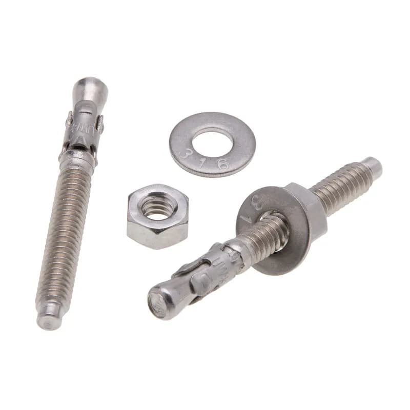 Stud Anchor, 1/4 in. diameter, 1-3/4 in. length, 1-1/8 in. minimum embedment depth, 3/4 in. thread length, 1/4 in. drill size, Hex head, Stainless Steel material, 18-8 grade, 50 per pack