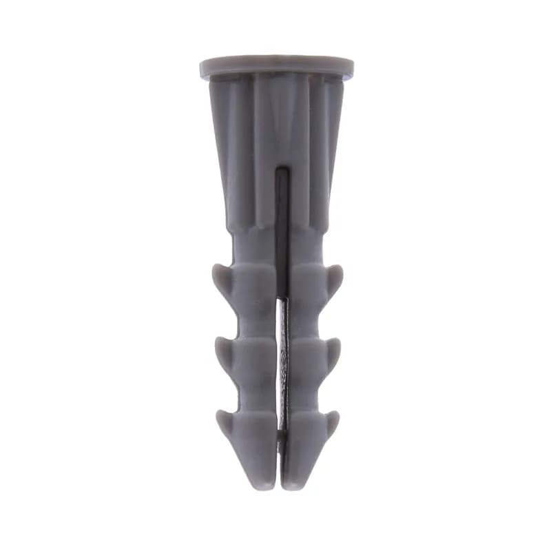 Plastic Anchor, 1/4 in. Size, 1 in. length, #10-12 screw size, 100 per pack, Gray