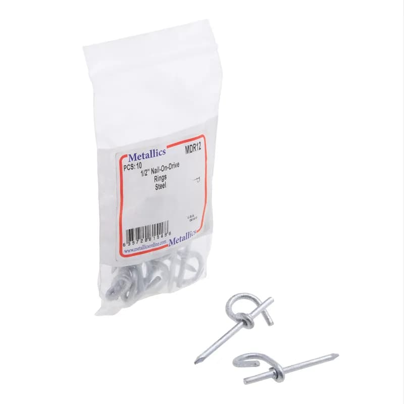 Galvanized Nail-On Drive Ring, Steel material, Zinc Plated finish, 1/2 in. eye size
