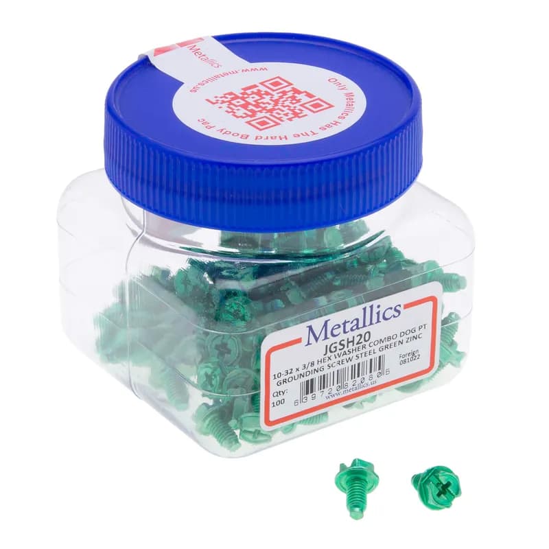 10-32 x 3/8 Hex Combo Dog Pt Green Zinc