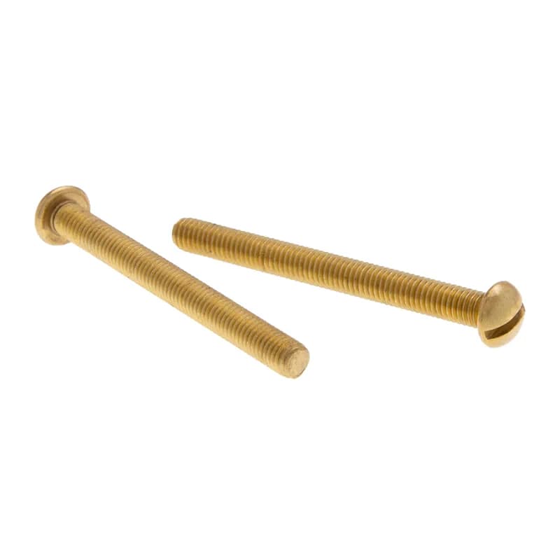 10-24 x 2-1/2 Round Head Slot Machine Screw Brass