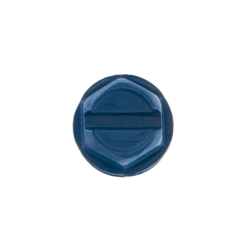 Tapping Screw, 1/4 in. Size, 1-3/4 in. length, 5/16 in. head width, Hex head, Blue head color, CD5 drill stock number, Slotted drive type, 100 per pack, 410 grade