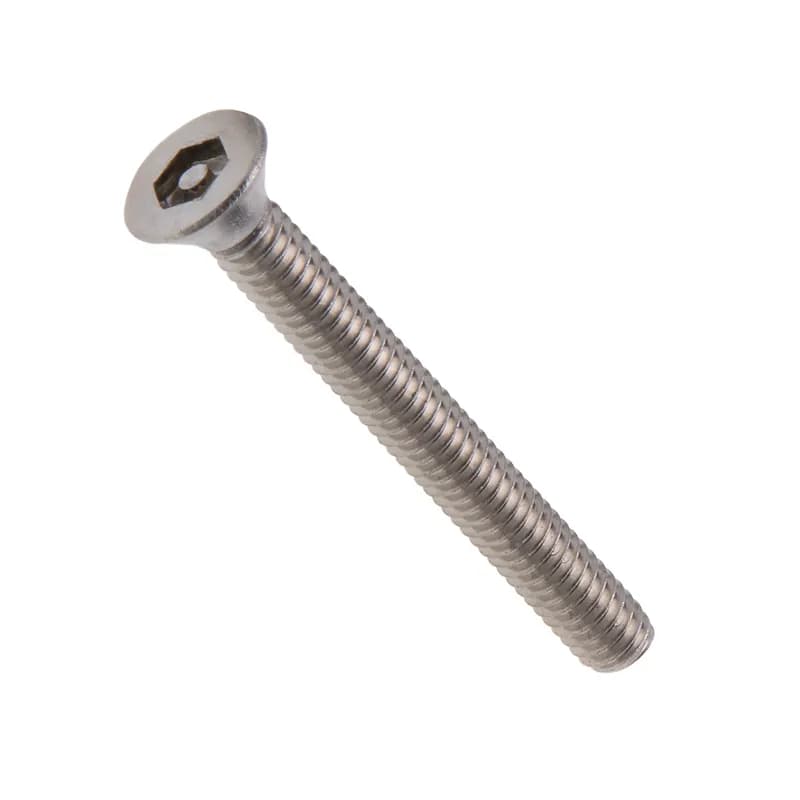 Machine Screw, Stainless Steel material, #8-32 Size, 3/8 in. length, Flat head, Hex Pin drive type, 100 per pack, 18-8 grade