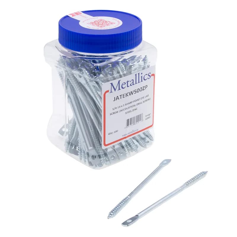 NSI Industries JATEKW500ZP - 1/4-14 x 5 Sharp Pt Eye Lag Screw 1-1/2 Thread Length Steel Zinc