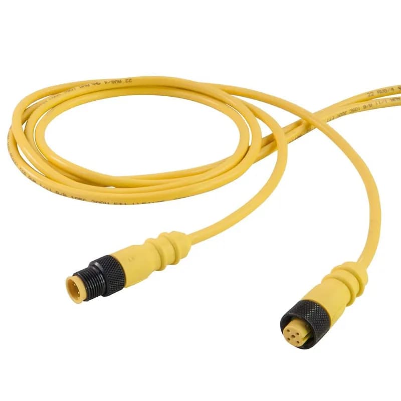 Single Key (M12) Micro-Link Cable Assembly, PVC Braided, Male/Female, 5 pole, 16.4', 22 AWG