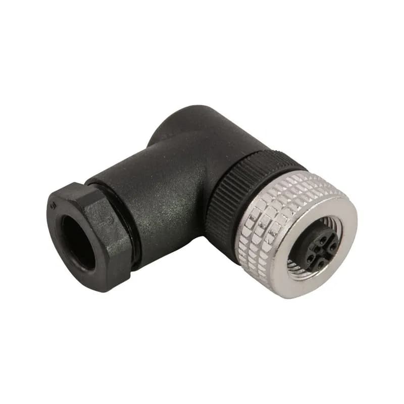 Single Key (M12) Micro-Link Field Attachable Connector, 4 pole, Female 90 deg, PG7 entry