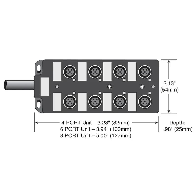Single Key (M12) Micro-Link Dist Box, 8 Outlet, 10M cable