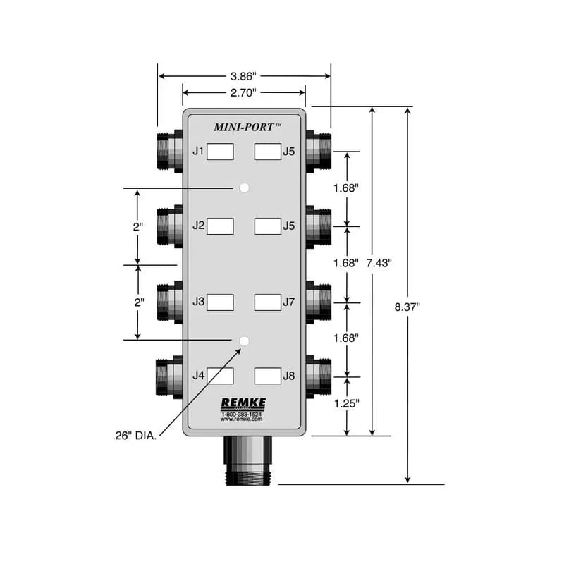 Mini-Link Dist Box, 8 Outlet, 5M cable