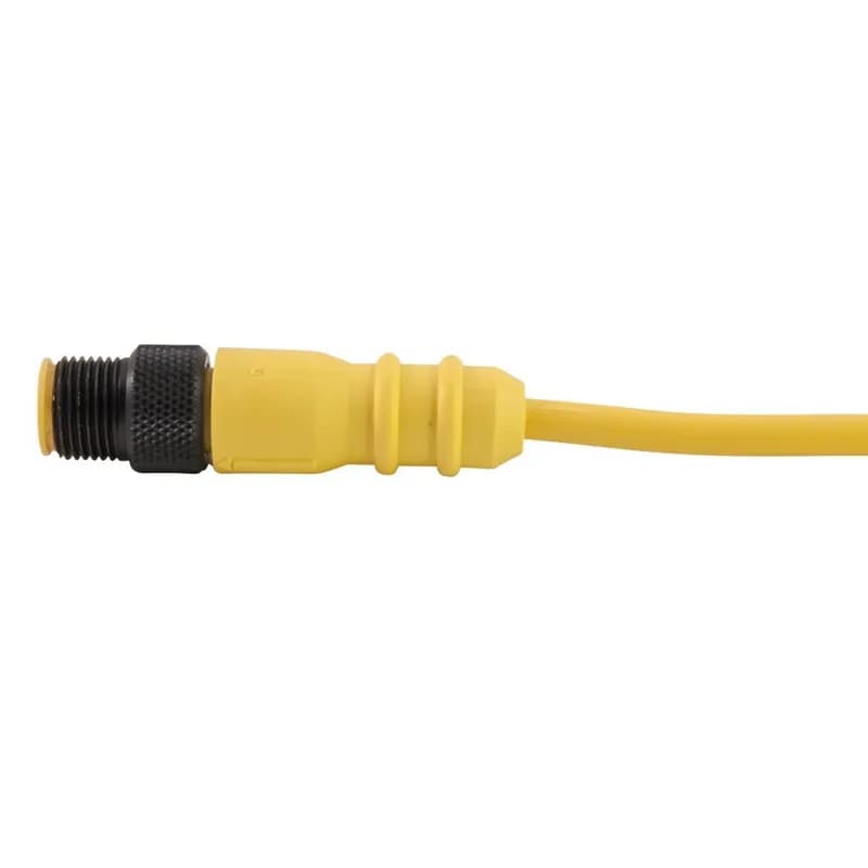 Single Key (M12) Shielded to Coupler Micro-Link Plug Assembly, Male, 5 pole, 16.4', 22 AWG