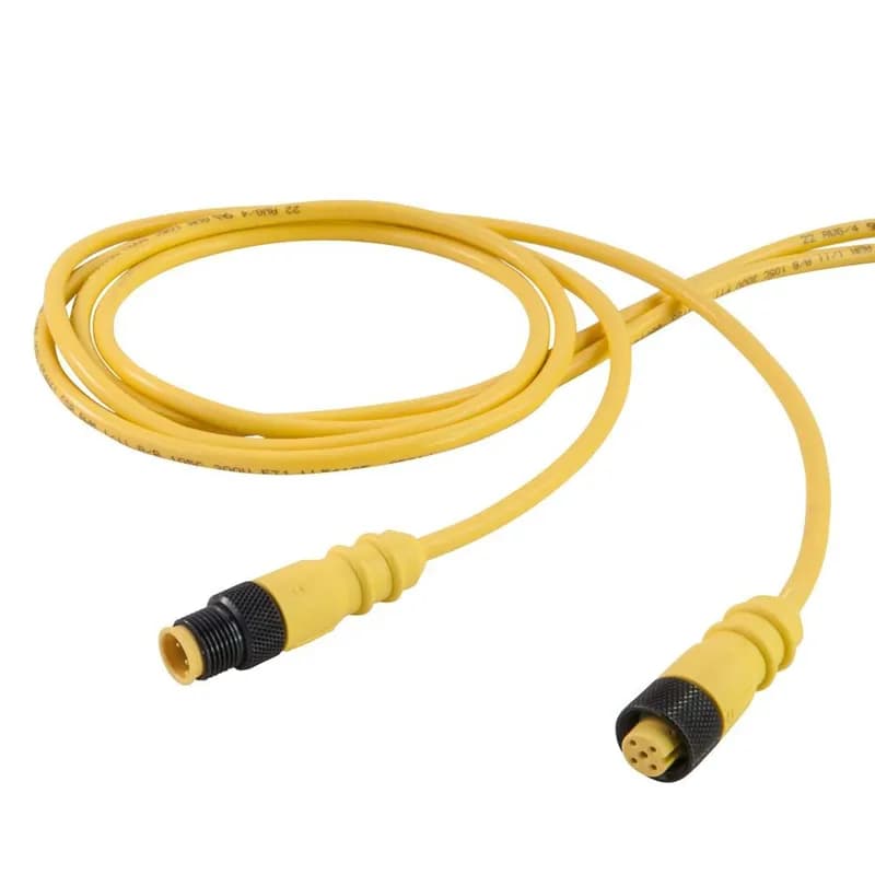 Single Key (M12) Micro-Link Cable Assembly, PUR Braided, Male/Female, 4 pole, 6.6', 22 AWG