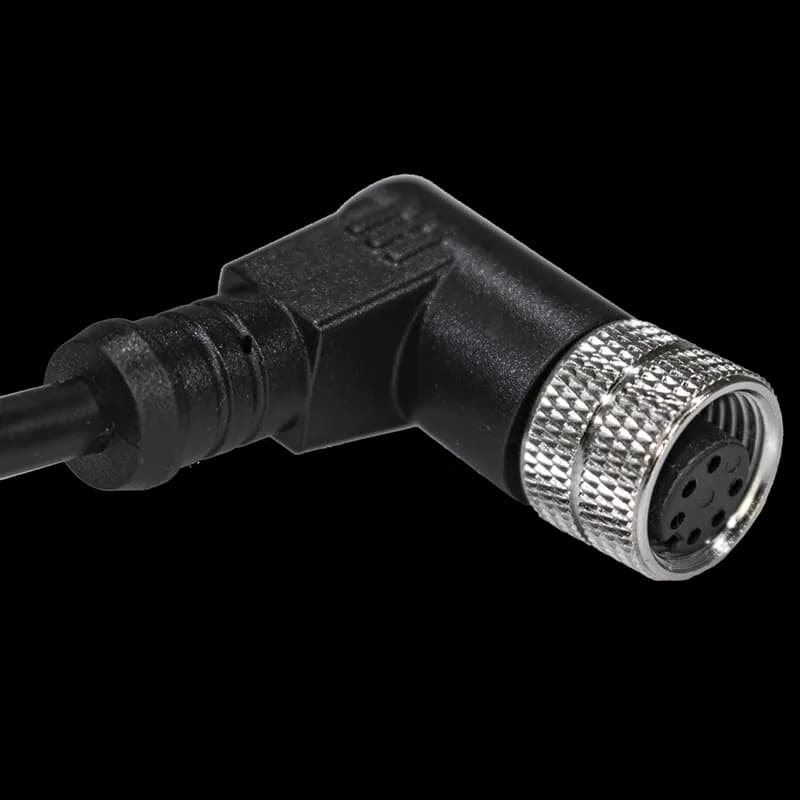 Single Key (M12) Micro-Link Plug Assembly, PVC, Female 90D., 6 pole, 13.1', 24 AWG