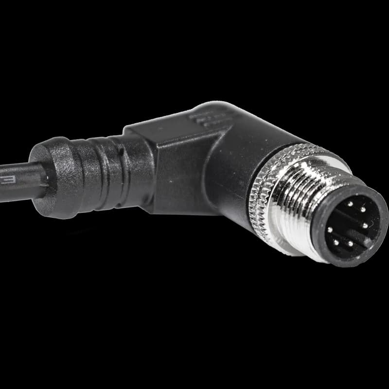 Single Key (M12) Micro-Link Plug Assembly, PVC, Male 90D., 6 pole, 6.6', 24 AWG