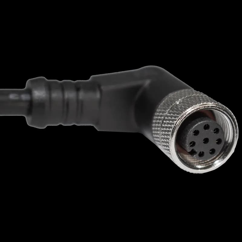 Single Key (M12) Micro-Link Plug Assembly, PVC, Female 90D., 8 pole, 9.8', 24 AWG