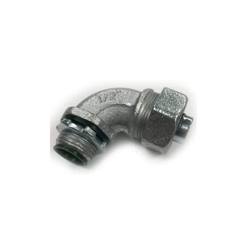 Connector, Liquid Tight, 90 Degree, Steel, Insulated Throat, Size 3/8 Inch