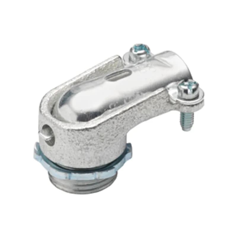 Connector, 90 Degrees, Malleable Iron, Insulated Throat, Flex Size 3/8 Inch