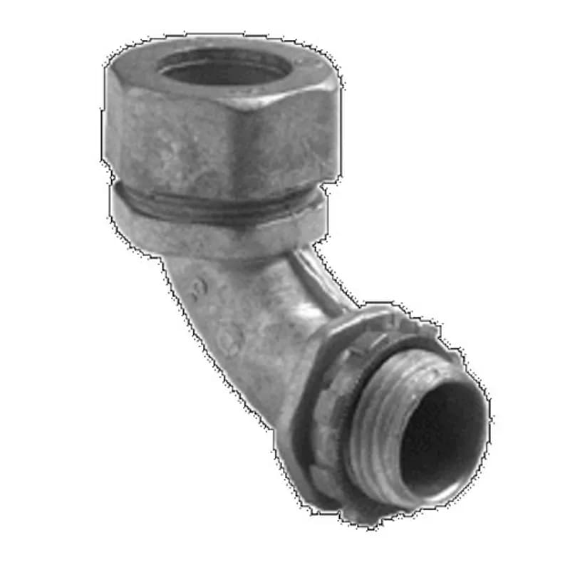 Connector, Compression, 90 Degree, Zinc Die Cast, Size 1/2 Inch