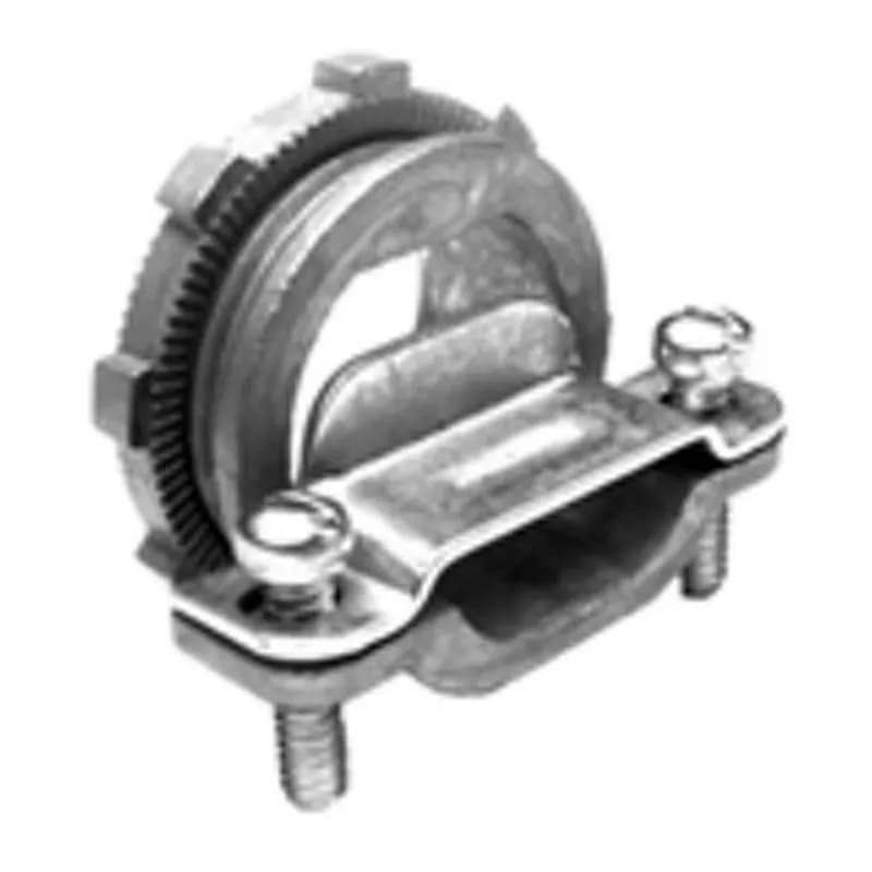 Connector, Strap, Two Screw, Zinc Die Cast, Oval Cable, Size K.O. 1 1/4 Inch